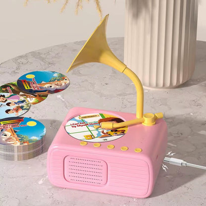Children'S Phonograph Story Music Player Toddler Toys Kids Gramophone with 96 Cards Early Childhood Education Birthday Gift